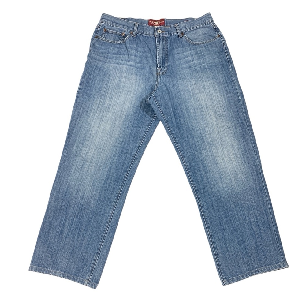 Lucky Brand Mens 38x29 Jeans 181 Relaxed Fit Straight Leg Cropped Dungarees Blue
